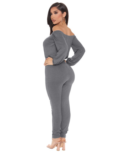 Gray Sexy fashion hot-selling one-neck tube top jumpsuit