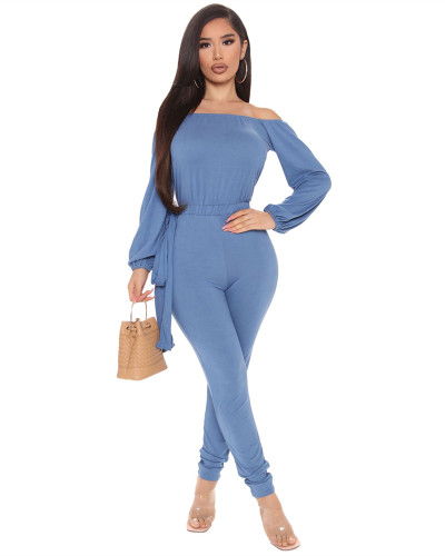Blue Sexy fashion hot-selling one-neck tube top jumpsuit