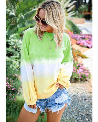 Rainbow gradient print long-sleeved sweatshirt