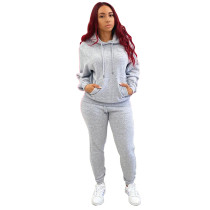 Gray Two-piece elastic sports and leisure suit