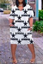 Copy V-neck short-sleeved multi-flower digital positioning printing dress women's T-shirt