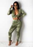 Army green Long women's autumn and winter new two-piece suit