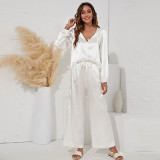 Two-piece V-neck tie casual loose home suit