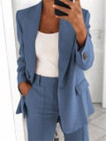 Bule Fashion lapel slim cardigan temperament suit jacket women