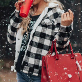 Red Autumn and winter cashmere contrast color plaid thick cotton jacket women's jacket