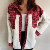 Christmas plaid stitching thermal shirt jacket