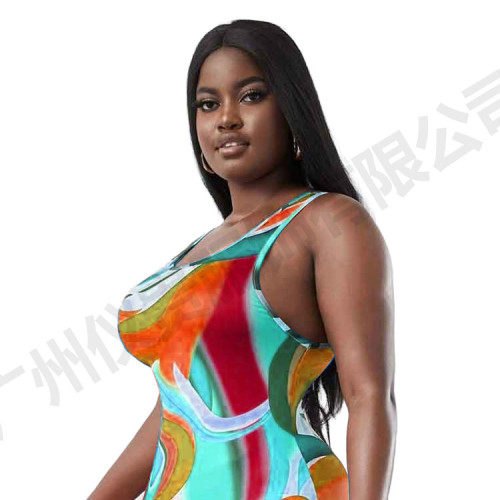 Large size dress trendy multi-color printing