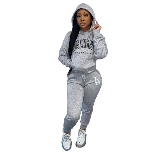 Autumn and winter pullover hooded leisure sports two-piece sweater