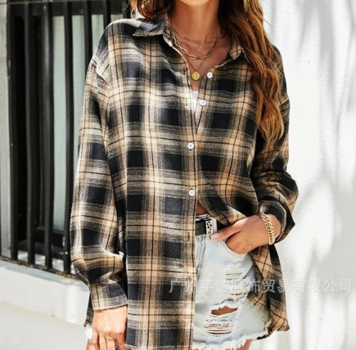Loose and thin single-breasted lapel long-sleeved cardigan shirt
