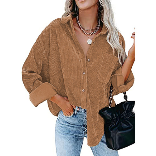 Fall/winter women's blouse solid color lapel pit strip casual jacket