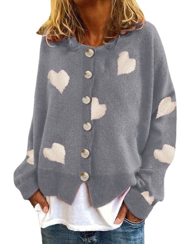 Single-breasted love sweater women's cardigan