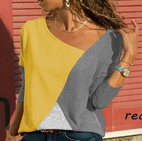 Round Neck Long Sleeve Casual T-shirt Ladies Top