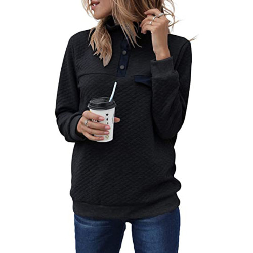 Explosive fashion high-neck button long-sleeved sweater