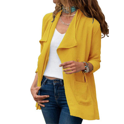 Pure color long-sleeved short trench coat casual all-match cardigan jacket