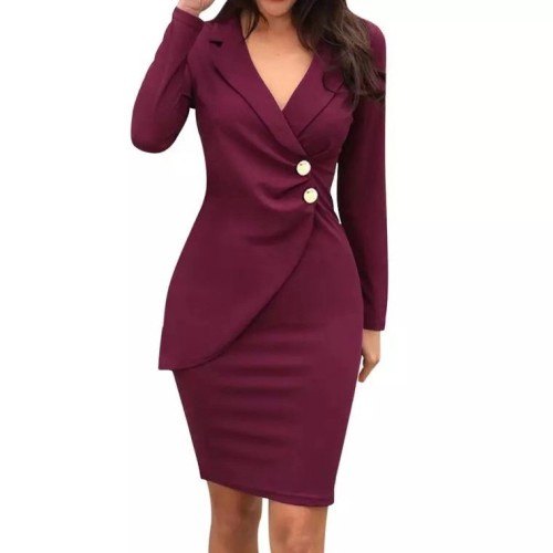 Slim button-breasted professional dress