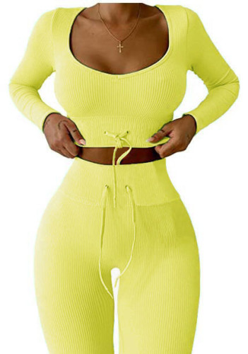 Copy Knitted nine-point long-sleeved sports yoga suit