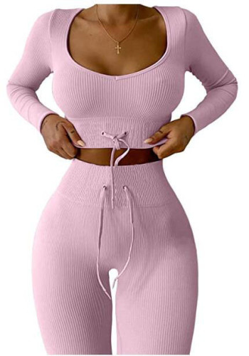 Copy Knitted nine-point long-sleeved sports yoga suit