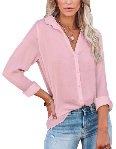 Office casual business solid color shirt top