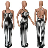 Sexy Backless Stripes Sleeveless Straps Long Jumpsuit ARM-8061