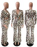 Sexy Wrapped Chest Leopard Printing Two Pieces Set WSM-5013