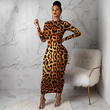 Stylish Leopard Print Skinny Ankle-length Maxi Dress MA-241
