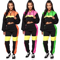 Stylish Patchwork Hoodies Sport Pants Set Two Pieces YMT-6110