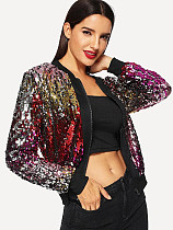 Autum Winter Casual Colorful Sequin Short Jacket TR-887