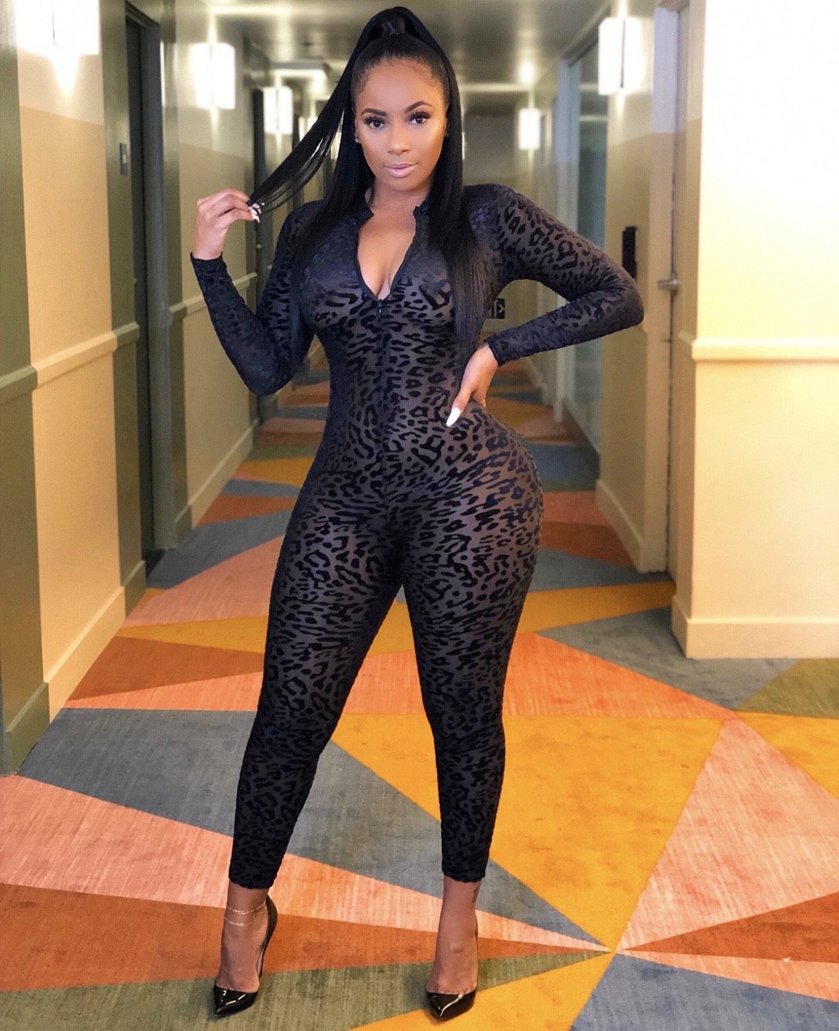 black mesh jumpsuit