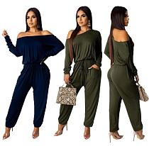 Off Shoulder Loose Long Sleeves Sexy Jumpsuit YM-9155