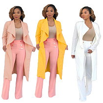 Leisure Women Solid Color Long Cloak Coats DAI-8049