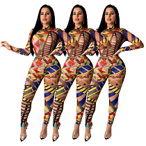 Stylish Printed Bodysuits with Skinny Pants 2 Pieces Set SHD-9209