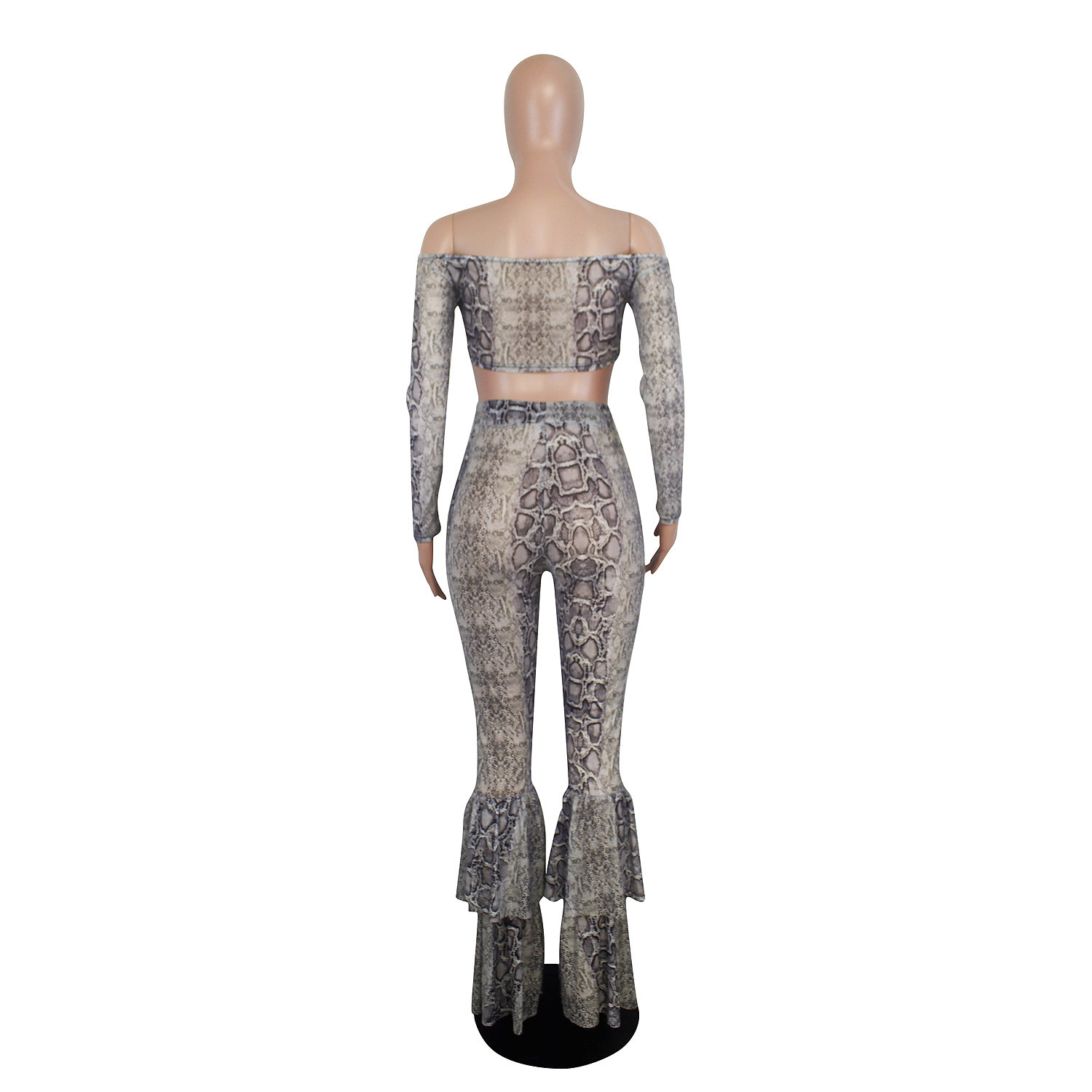 flared snake print pants