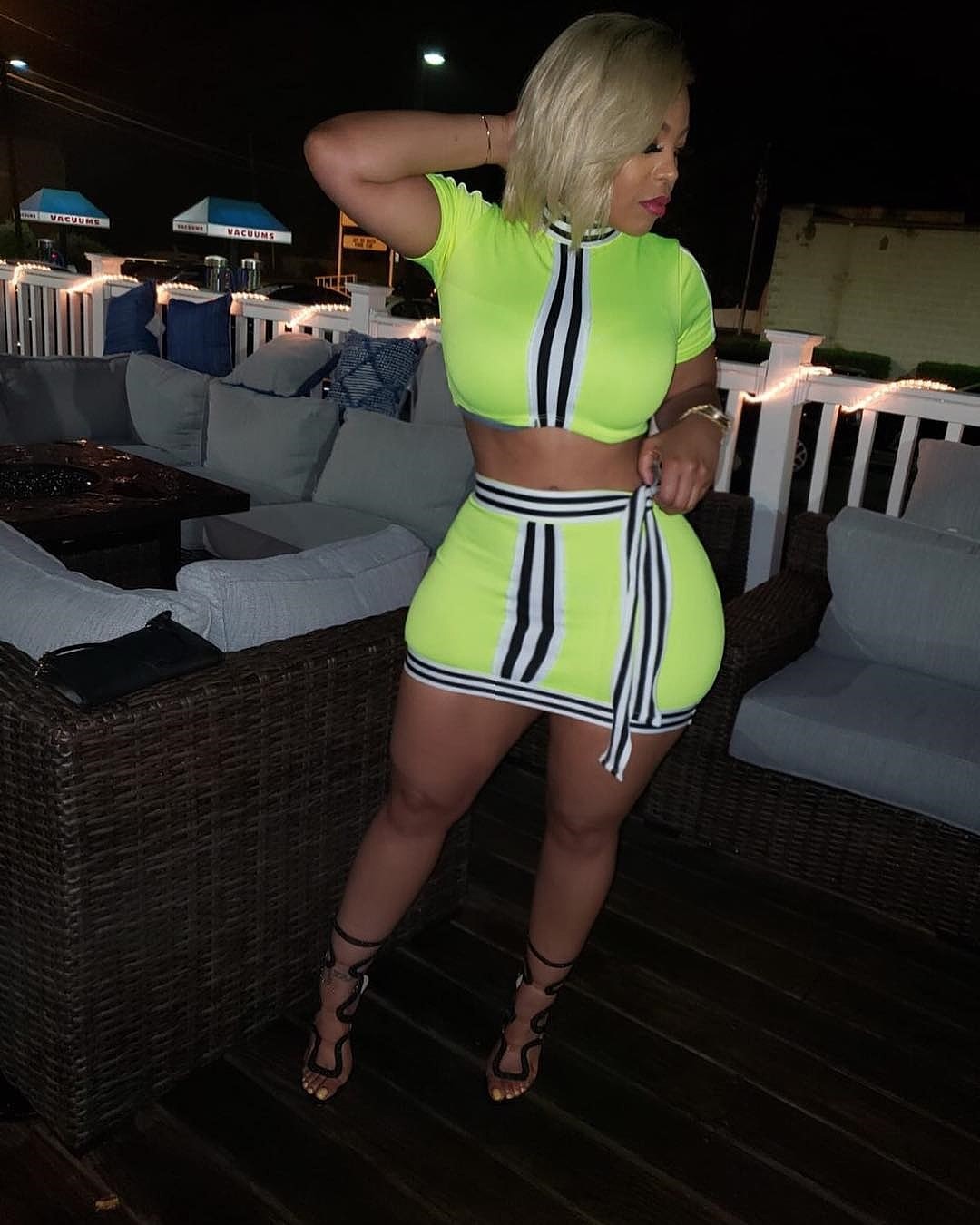 Wholesale Green Tight Crop Top Mini Skirt Set