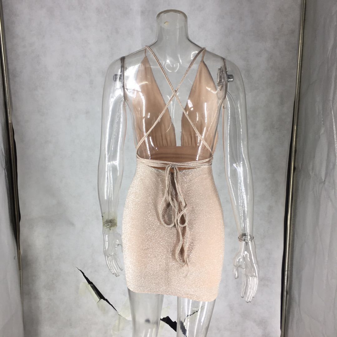 Us 8 39 2020 Sexy Backless Low Cut Bandage Short Clubwear Dress Ms