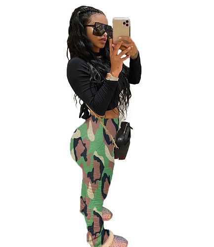 2020 New Women Camouflage Folds Pocket Long Pants LM-8134