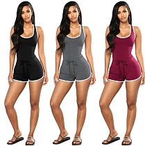 Solid-color Sexy Tight Middle Waist I-Back Romper MZ-2545