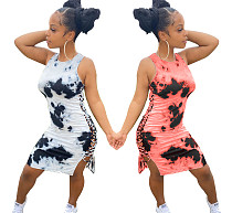 Casual Tie-Dye Hollowed-Out Knee-Length Dress SY-9021