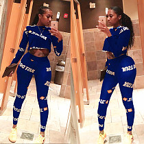 Monogrammed Long Sleeve T-shirt Sweatpants Two-piece Set AIL-004