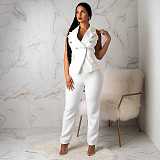White Vest Coat+Straight Tube Trousers OL Office Two-piece Set AIL-032