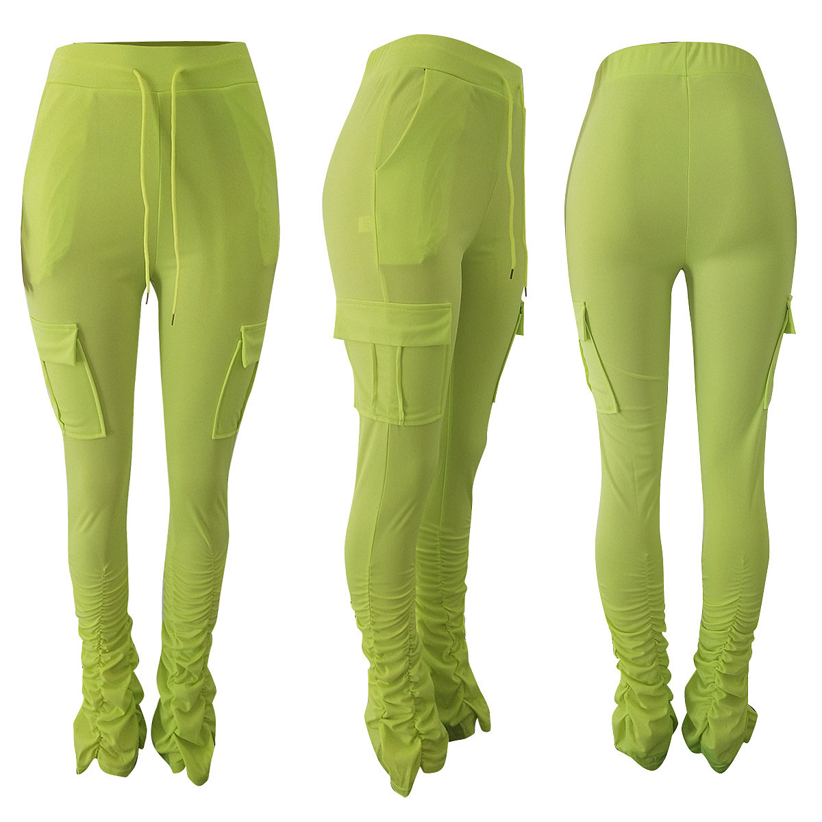 Rose-Secret | Wholesale Online Casual Pleated Pocket Midriff Micro Flared Sweatpants AL-171