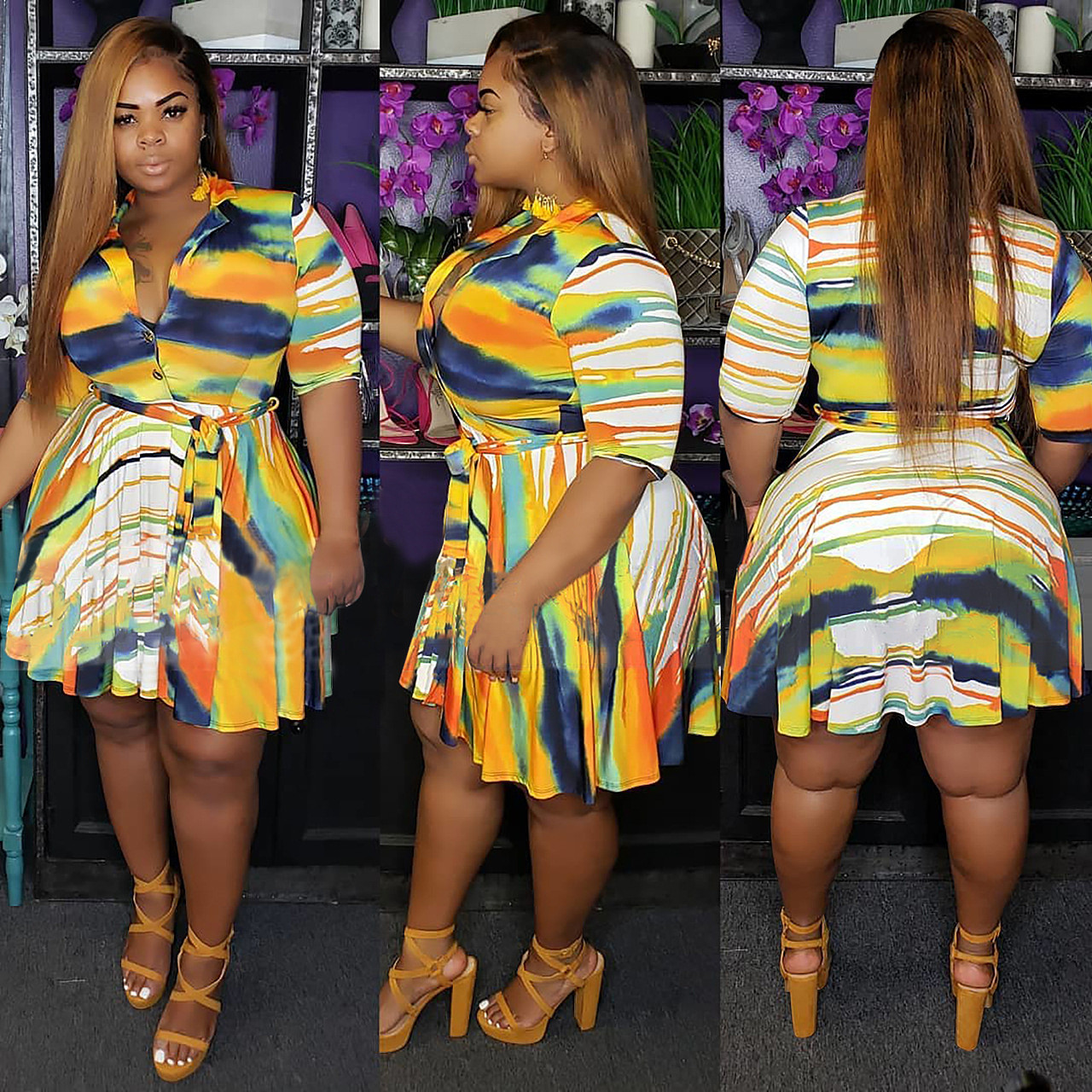 plus size polo neck dress