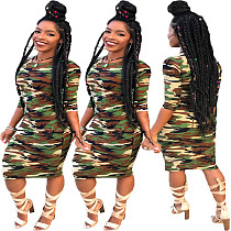 Urban Fashion Camouflage Long Sleeves Dress TEN-3389