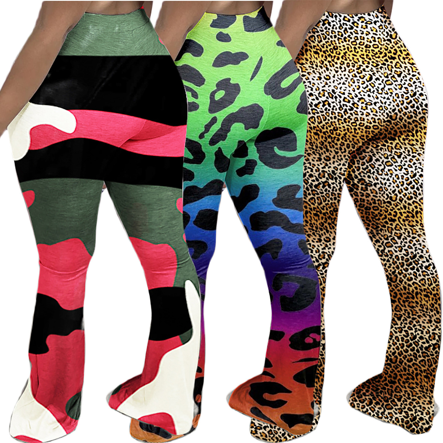 leopard print bell bottom pants