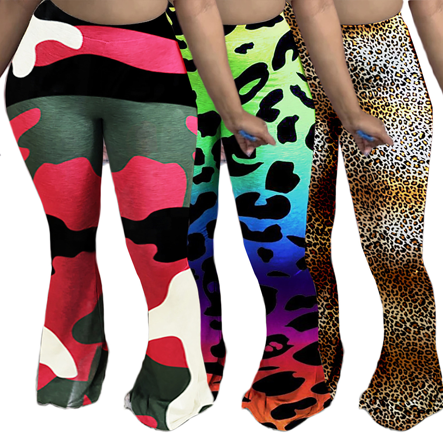 leopard print bell bottom pants