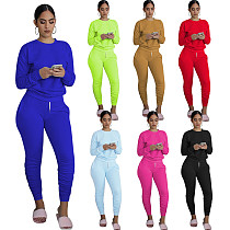 Solid Color Pleated Long-sleeve Sweatpants Two-piece Set MIL-168