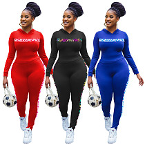 Women's Printed Long Sleeve Hoodie Sport Pants Set OYF-8223