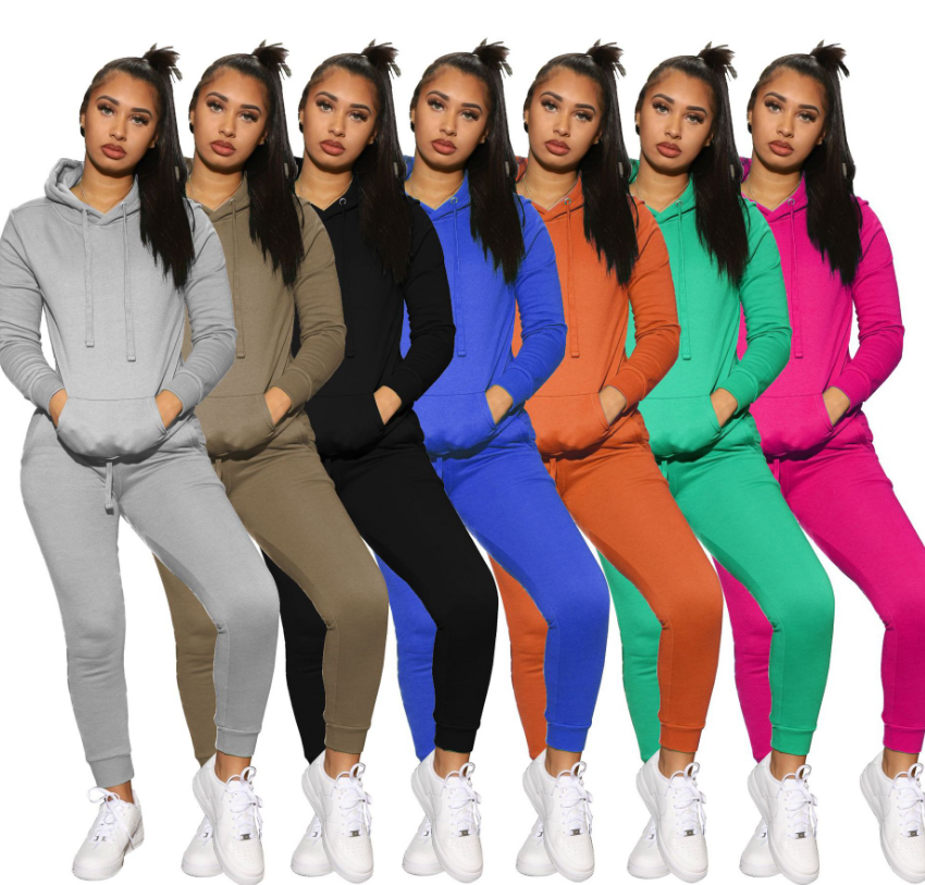 US$ 11.27 - Stylish Solid-color Hoodie Sweatpants 2 Piece Set IV-8131 ...