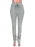 Thickened Sweater Fabric Sports Drawstring Stack Pants with Pockets CH-8139