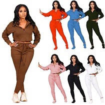 Autumn Women Casual Solid Long Sleeve Top Pants Tracksuit YLY-163