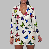 Fashion Floral Sleepwear Long Sleeve V Neck Bodycon Onesies SHD-9449